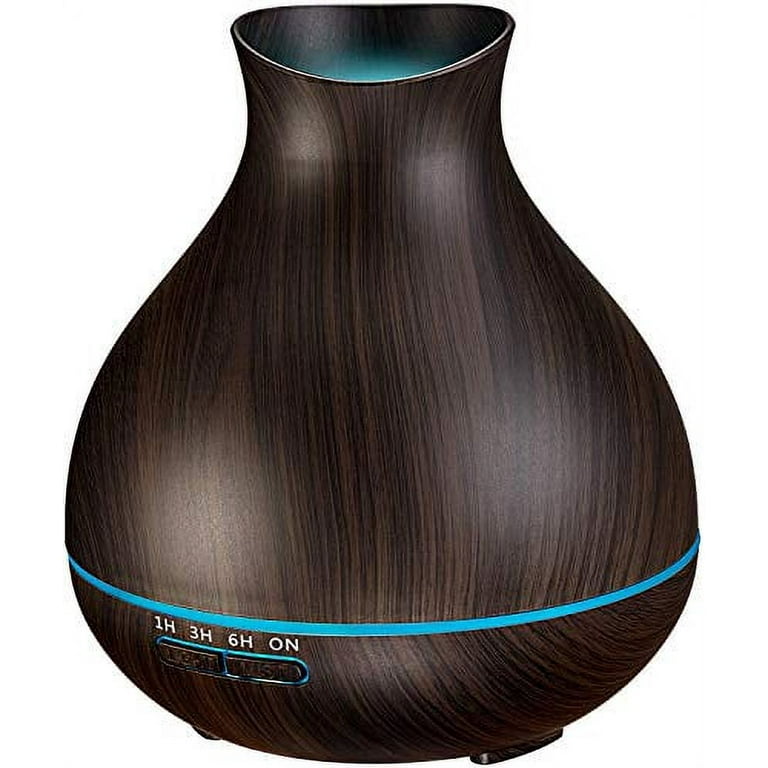 BZseed Aromatherapy Essential Oil Humidifier 550ml 12 Hours High Output for Large Room, Home, Waterless Auto-Off, 7 Color LED Lights Wood Grain