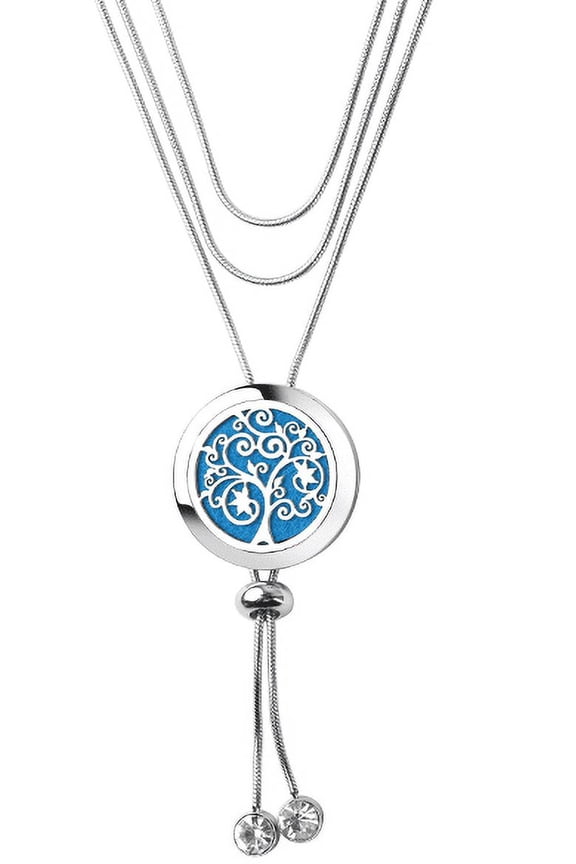 Aromatherapy Essential Oil Diffuser Necklace 316L Stainless Steel Sliding Clasp Ring Adjustable Aromatherapy Locket Pendant Diffusing Necklaces Gifts for Mother Daughter Girlfriend