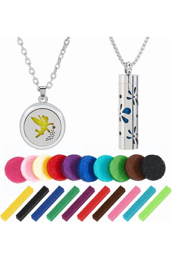 Aromatherapy Essential Oil Diffuser Necklace Diffuser Stainless Steel Oil Pendant Aromatherapy Bottle Locket Necklaces Gift for Woman Men DIY