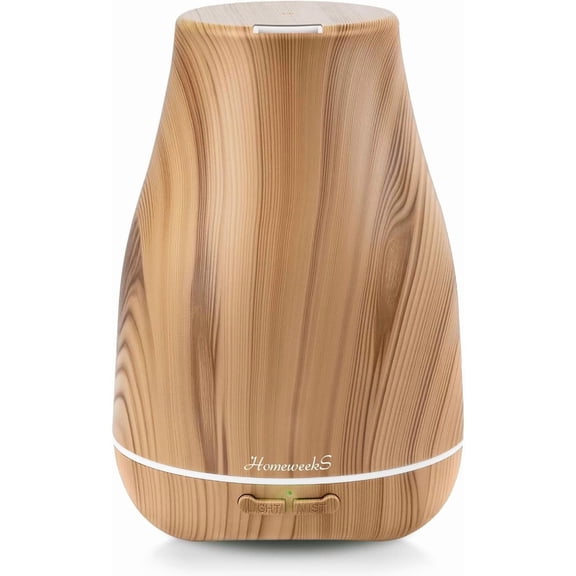 Aromatherapy Essential Oil Diffuser for Room: 100ml Air Humidifier Aroma Scent Cool Mist Diffusers Colorful Light Cute Mini Small Waterless Auto Off Ultrasonic for Home Bedroom (Yellow Wood Grain)
