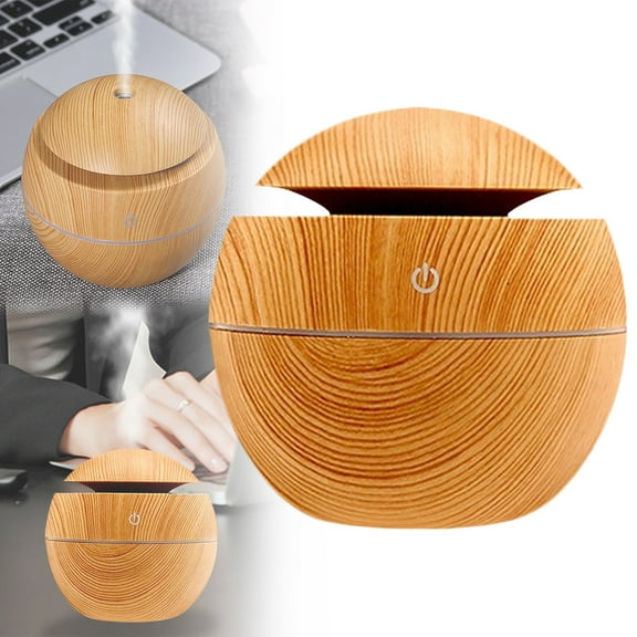 Aromatherapy Essential Oil Diffusers, USB Power Aroma Diffsuer, 130ml Wood Grain Cool Mist Humidifier, 7 Colorful Light Auto off Aromatherapy Diffusers for Offices Bedrooms or Travel (Yellow)