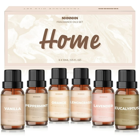 Aromatherapy Essential Oils Gift Set – 6 x 10ml Scents for Diffusers, Home Fragrance, Relaxation & DIY – Lavender, Peppermint, Orange, Vanilla, Eucalyptus, Lemongrass