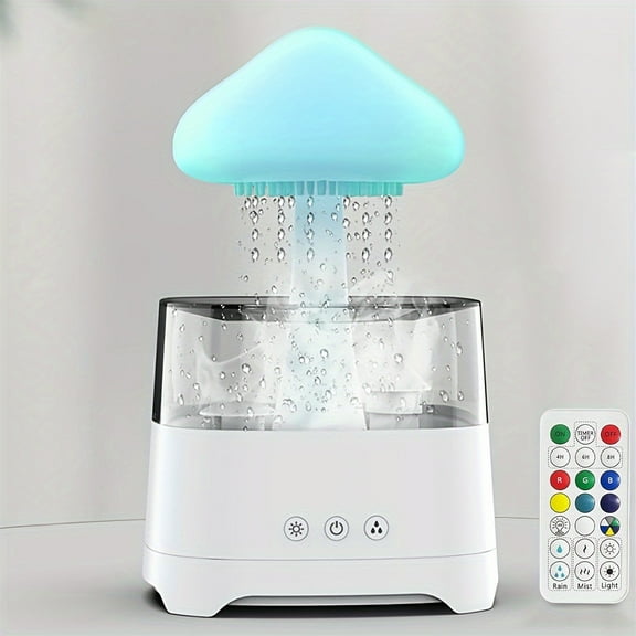 [Aromatherapy Function] 7-Color Rain Cloud Humidifier - Aromatherapy, Auto Shut-Off, Remote Control - Ideal for Bedroom, Living Room, Study, Yoga Room