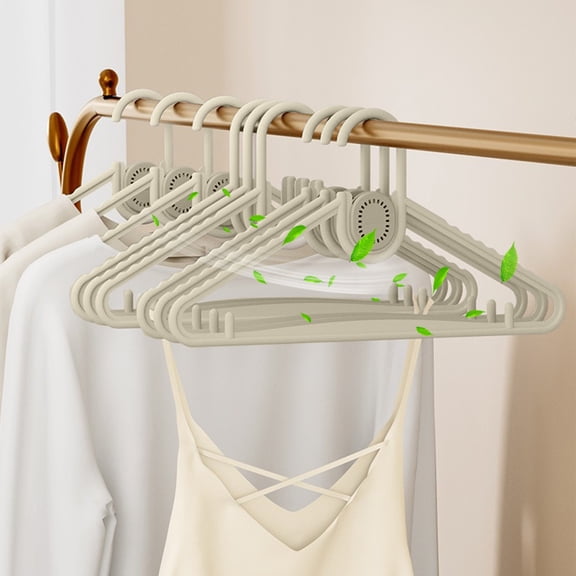 Aromatherapy Hanger - 15.7 x 8.4in, 3-in-1 Non-Slip Clothes Hanger with Fragrance Diffuser and Hooks for Closet & Travel(Khaki)