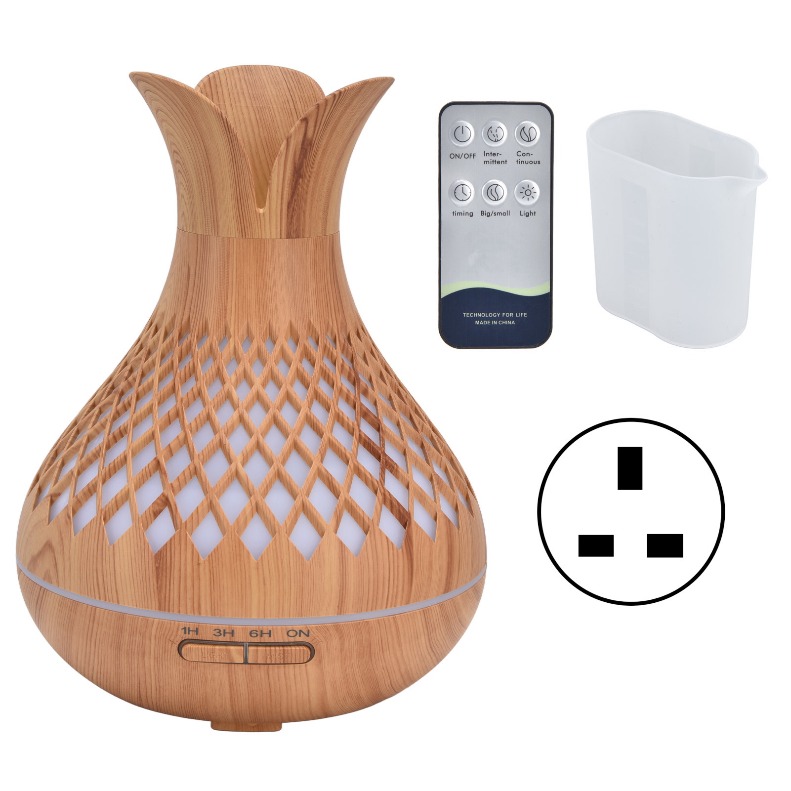 Aromatherapy Humidifier 500ml Low Noise Wood Grain Diffuser with Colorful LED Lights 100V to