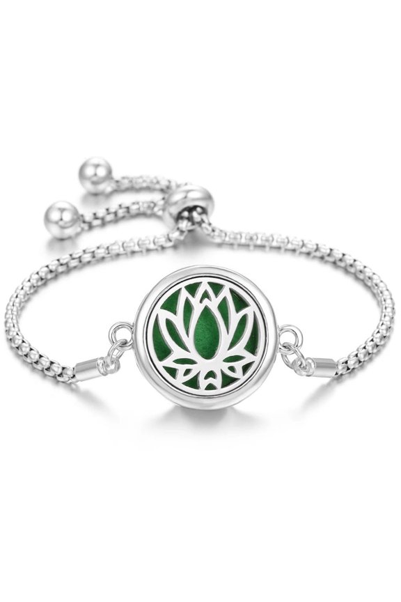 Unisex Aromatherapy Essential Oil Diffuser Bracelet Alloy Locket Bracelet Electroplated Finish Jewelry Gift for Her and