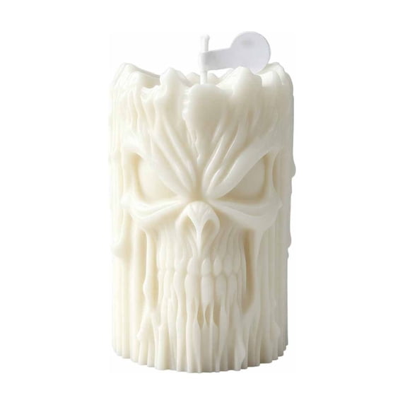 Aromatherapy Pillar Candles Halloween Scented Candle Cylinder Wax for Fall Decor Autumn Harvest Room Fragrance Gothic Party Tabletop Centerpiece Spooky Decorative Holiday,White