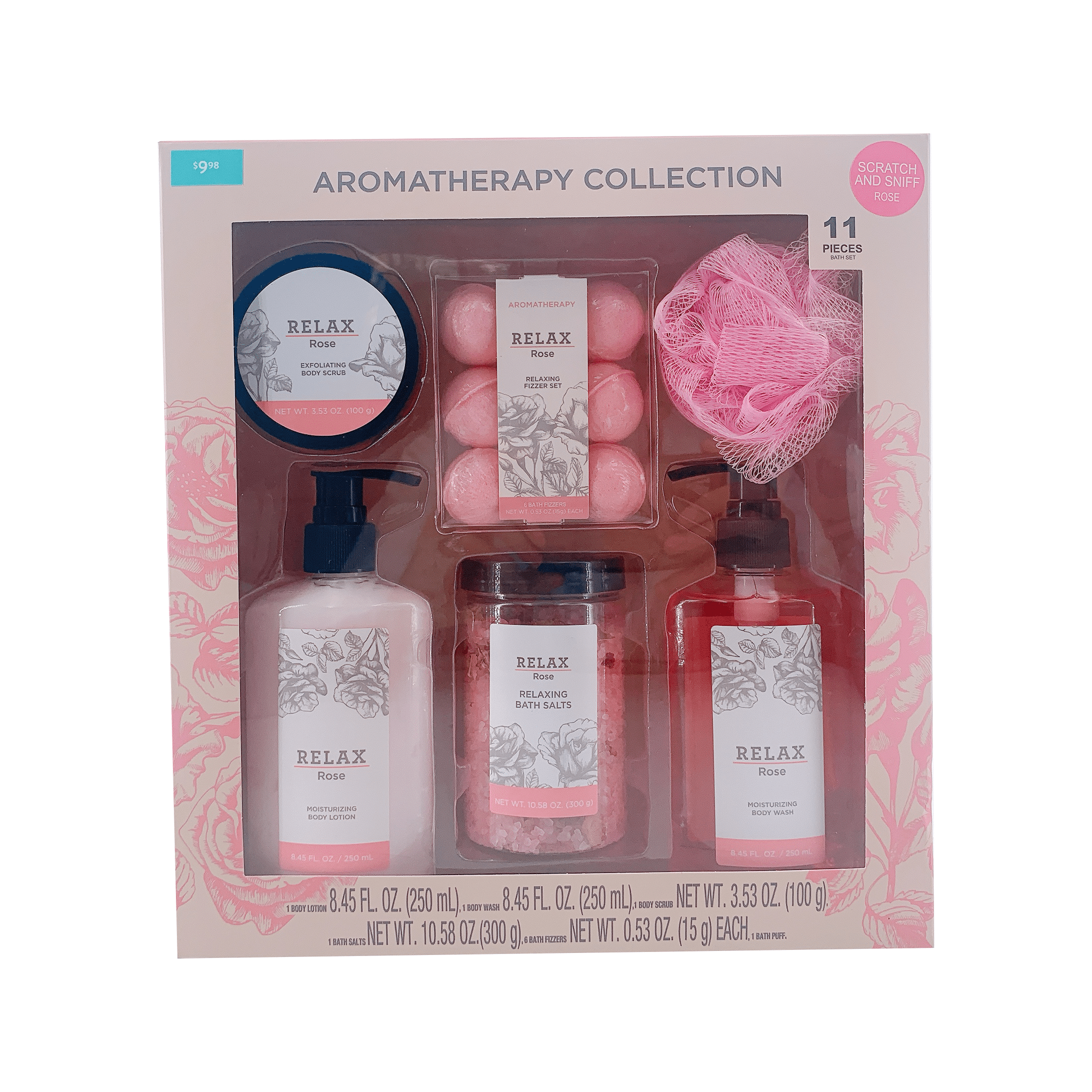 Aromatherapy Relaxing Bath Gift Set, Rose, 11 Piece Set - Walmart.com