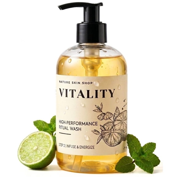 Nature Skin Shop Vitality High Performance Ritual Wash Energizing Citrus and Ginger Body Wash Sulfate Free 16 oz
