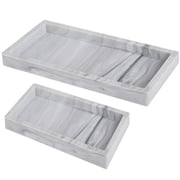 Aromatherapy Tray Silicone Soap Dish Set, 2 Pcs White Marble Pattern, Rectangular Design with Raised Edges, Great for Bathroom and Kitchen Use, Includes Small and Large Sizes