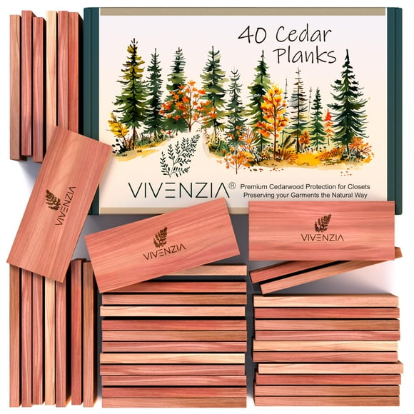 Aromatic Cedar Blocks for Clothes Storage, 40 Natural Cedar Planks for Closets and Drawers, Red Cedar Wood Fresheners for Wardrobes and Shoe Cabinets, Red