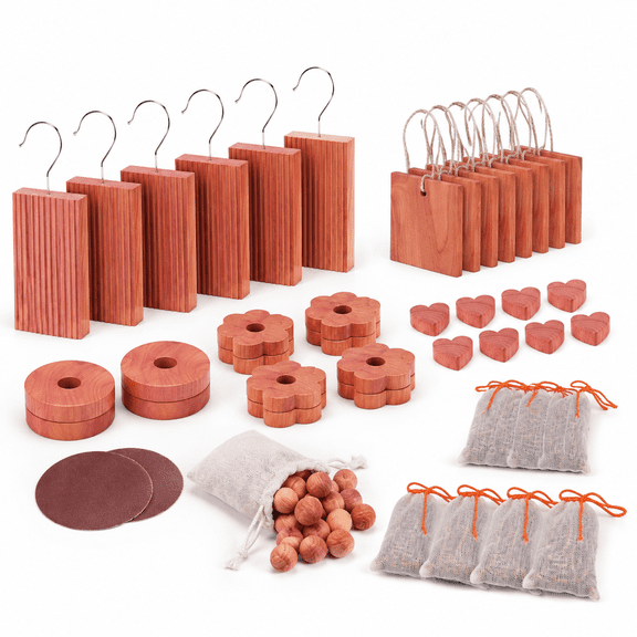 Aromatic Cedar Planks and Balls for Closet and Drawer Storage, Pack of 168