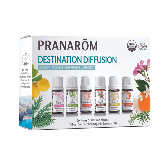 Pranarom - Aromatic Escapes Diffusion Blend Kit - Enhancing Ambiance with Essential Oils - 100% Pure Essential Oils - Sustainably Sourced, Certified Organic Ingredients - Mediterranean Inspired Scent