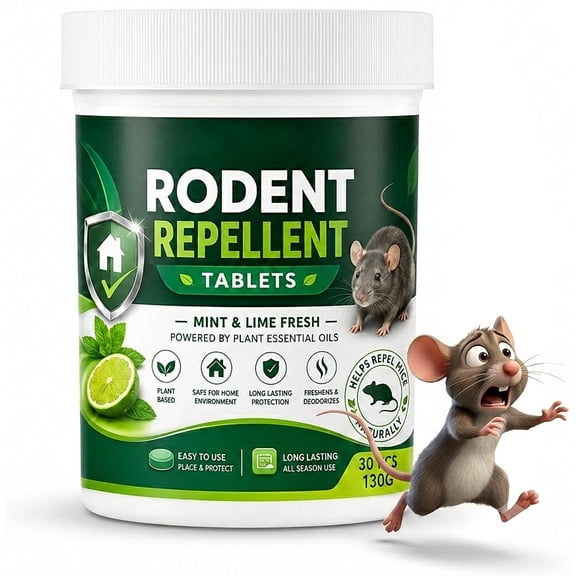 Rodent Management Tablets, Odor Block Blocks, Mint Extract Solid Scented Barrier Package for Adult Home Garage Attic Shed Warehouse Property Upkeep, 30-Piece Set, 4.5 OZ