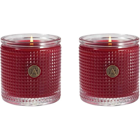 Aromatique Smell of Christmas - Set of 2 Textured Glass Scented Jar Candle