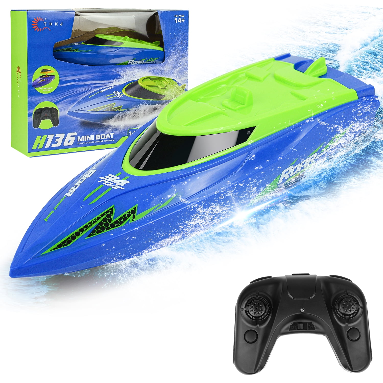 Aromei 2.4GHZ RC Boat for Kids Remote Control Electric Boat Racing Pool Toys Gifts for Boys and Girls Blue Walmart