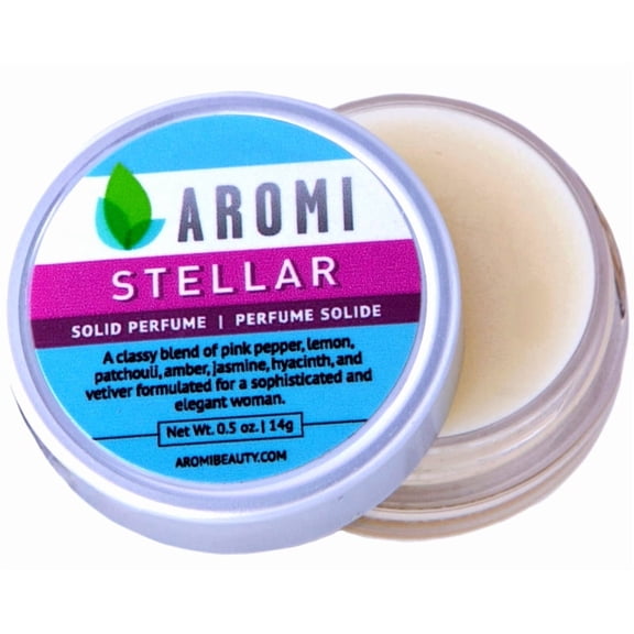 Aromi Stellar Solid Perfume | Spicy, Floral Fragrance, Pink Pepper, Jasmine, Amber Parfum, Wax Scent (Stellar)