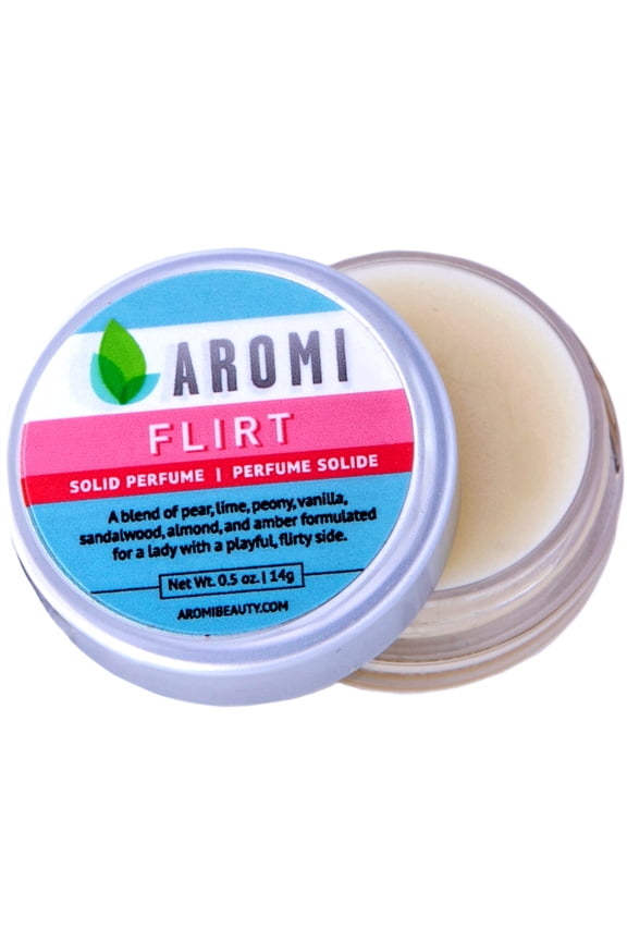 Flirt Solid Perfume | Floral, Woodsy Fragrance, Wax-Based, Travel Scent, Womens Gift, Almond, Peony, Vanilla Scent, Wax Parfum (Flirt)