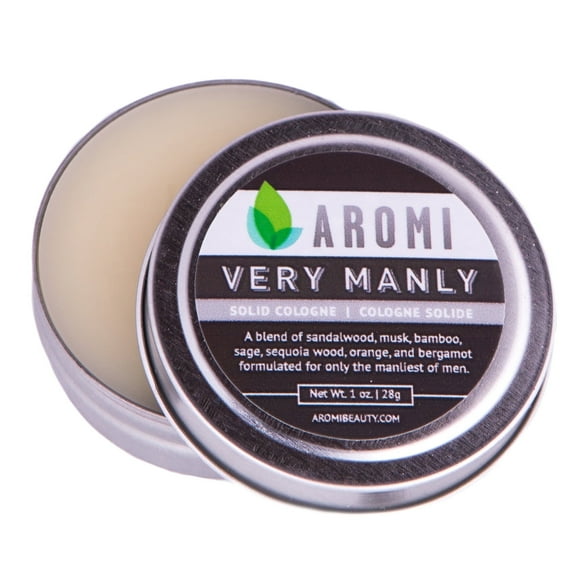 Aromi Solid Cologne, Very Manly Scent, Alcohol-free, Sandalwood, Musk, Fragrance, Travel, Vegan