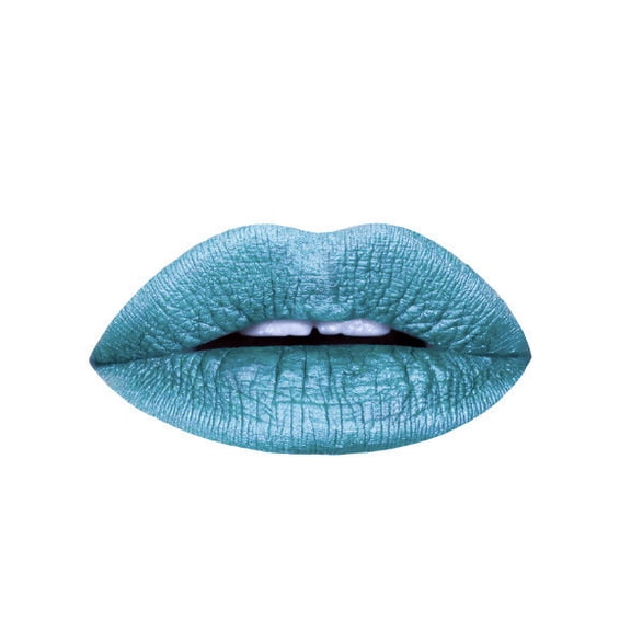 Aromi Teal Blue Metallic Liquid Lipstick | Long Lasting Turquoise Lip Color with Shimmery Finish (Arctic Teal)