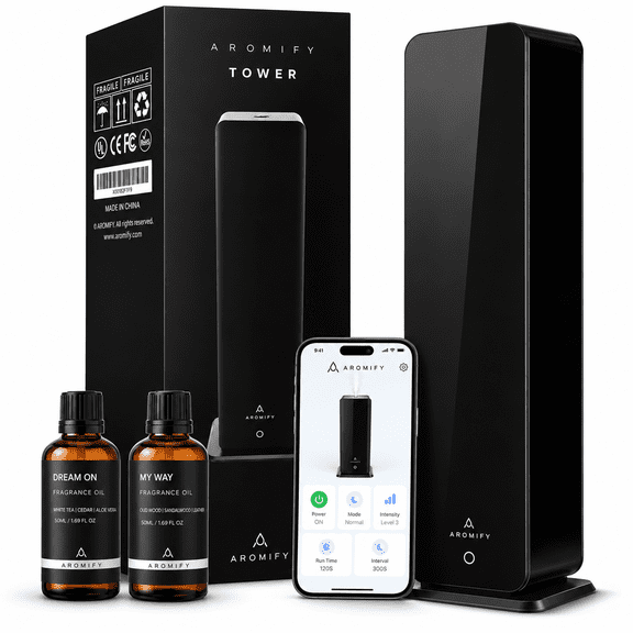 Aromify Tower Diffuser, Bluetooth & Manual Control, HVAC Compatible, 3,500 Sq Ft