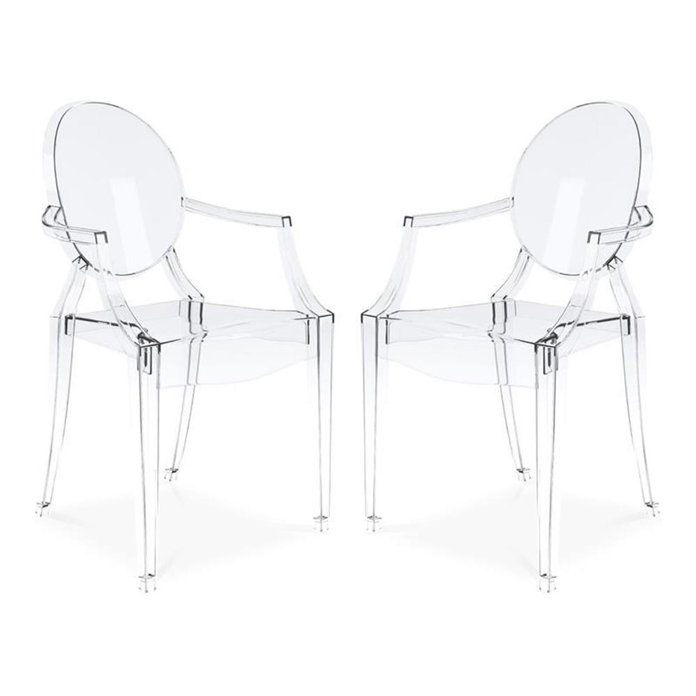 Aron Living 18.5" Durable Seat Plastic Crystal Armchairs in Clear (Set of 2)