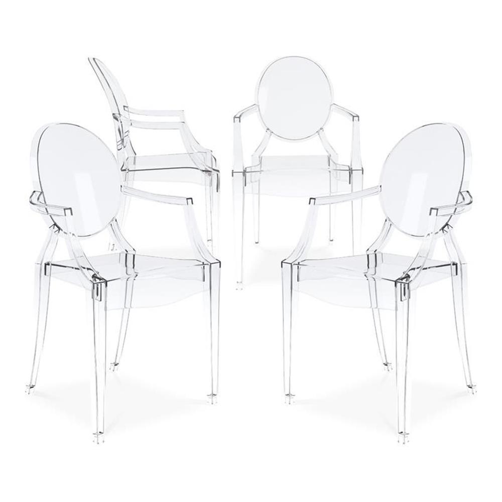 Aron Living 18.5" Durable Seat Plastic Crystal Armchairs in Clear (Set of 4)