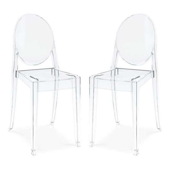 Aron Living 18.5" Mid-Century Plastic Crystal Dining Chairs in Clear (Set of 2)