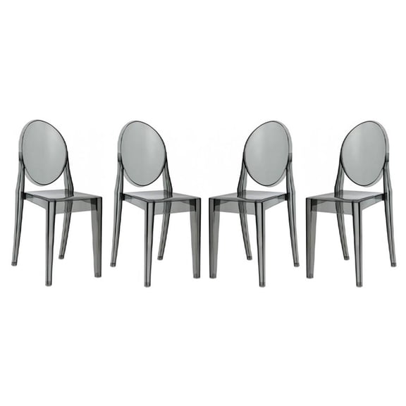 Aron Living 18.5" Mid-Century Plastic Dining Chair in Smoke Gray (Set of 4)