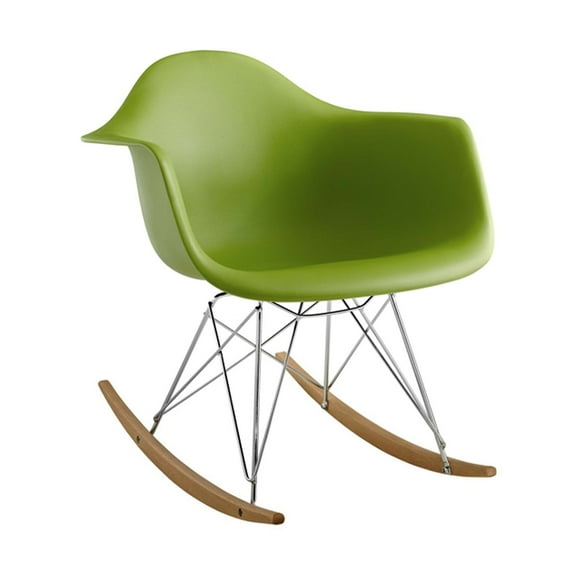Aron Living Atoll 26" Mid-Century Plastic Rocker Arm Chair in Green