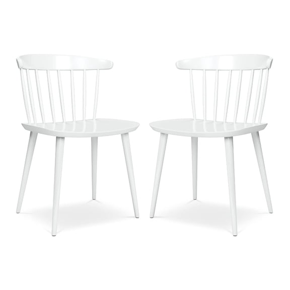 Aron Living Brook 17" Mid-Century Plastic Dining Chairs in White (Set of 2)