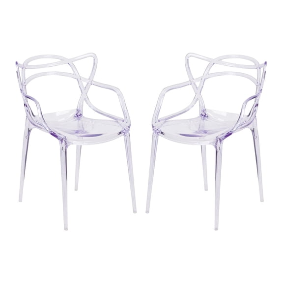 Aron Living Monte 18" Mid-Century Plastic Dining Chairs in Clear (Set of 2)