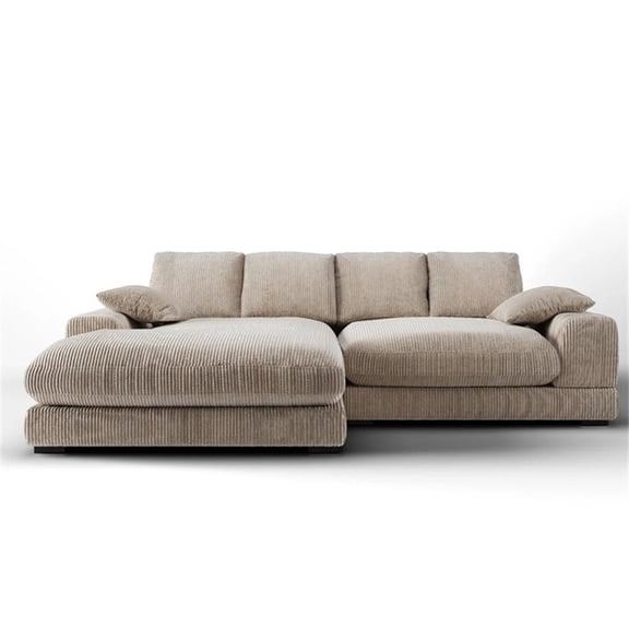 Aron Living Plush Reversible Deep Seat Sectional Sofa in Cappuccino