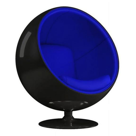 Aron Living Pod Chairs 52" Fiberglass and Cotton Ball Chair in Blue/Black Shell