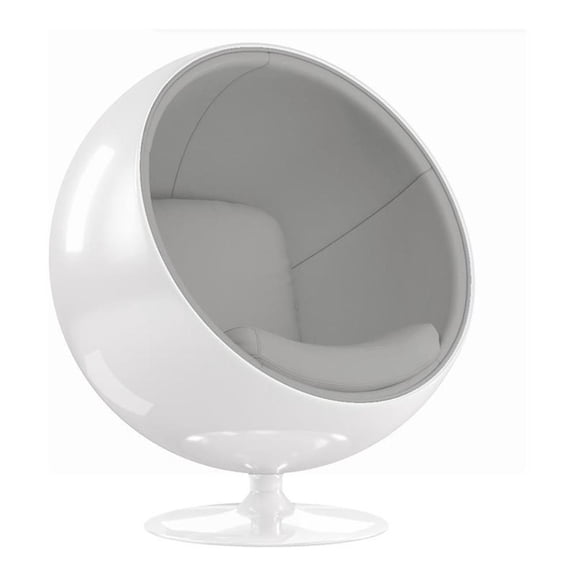 Aron Living Pod Chairs 52" Fiberglass and Cotton Ball Chair in Gray