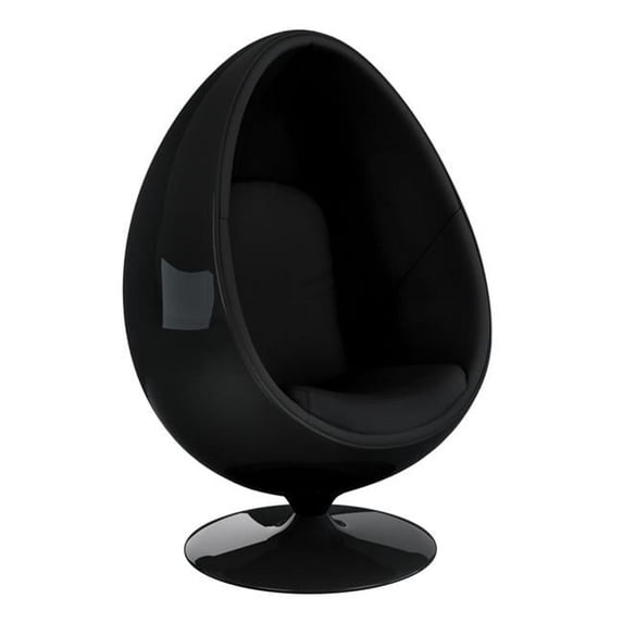 Aron Living Pod Chairs 53" Fiberglass and Wool Easter Egg Chair in Black