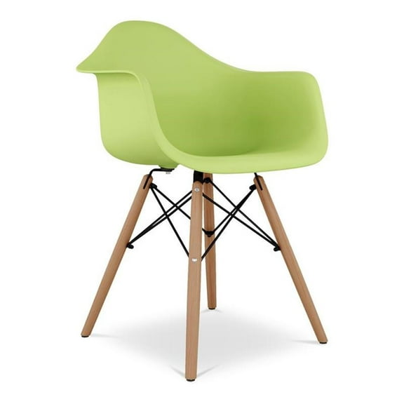 Aron Living Pyramid 17.5" Plastic and Beech Wood Armchair in Green