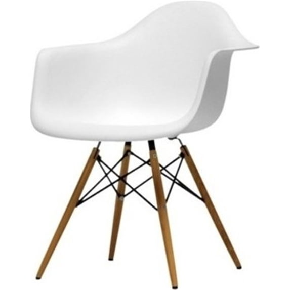 Aron Living Pyramid 17.5" Plastic and Beech Wood Armchair in White