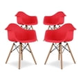 thumbnail image 1 of Aron Living Pyramid 17.5" Plastic and Beech Wood Armchairs in Red (Set of 4), 1 of 5