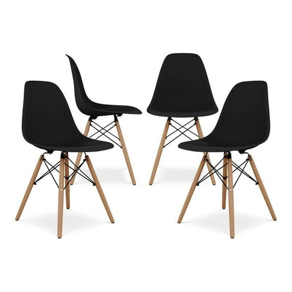 Aron Living Pyramid 17.5" Plastic and Wood Dining Chairs in Black (Set of 4)