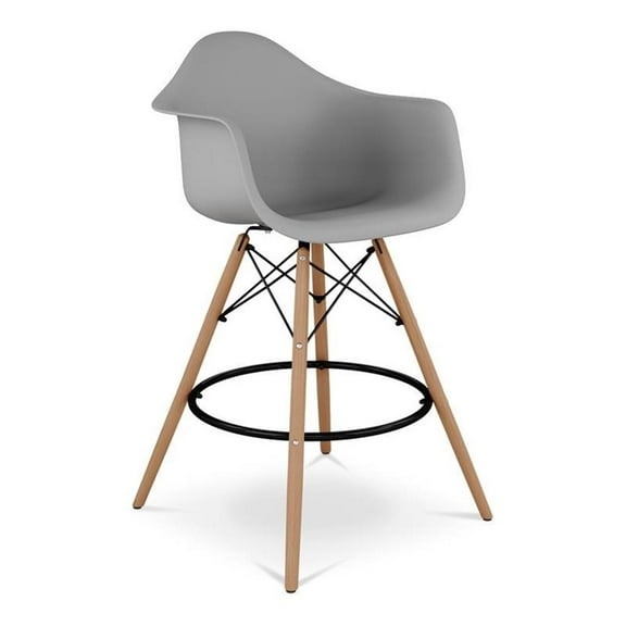 Aron Living Pyramid 28" Plastic Counter Stool with Arms in Gray