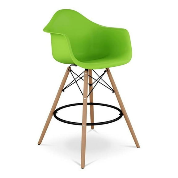 Aron Living Pyramid 28" Plastic Counter Stool with Arms in Green