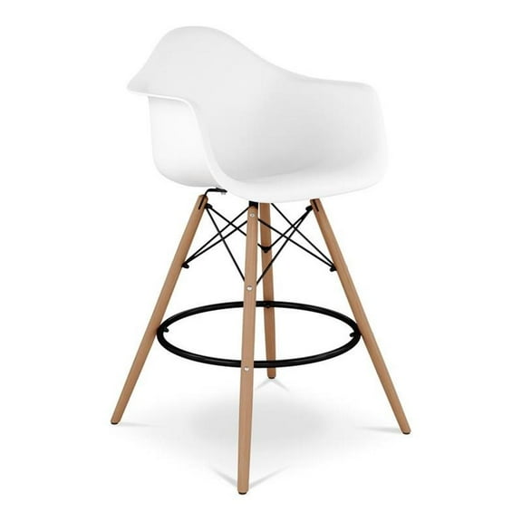 Aron Living Pyramid 28" Plastic Counter Stool with Arms in White