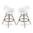 thumbnail image 1 of Aron Living Pyramid 28" Plastic Counter Stools with Arms in White (Set of 2), 1 of 6