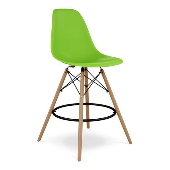 Aron Living Pyramid 28" Plastic and Wood Counter Stool in Green