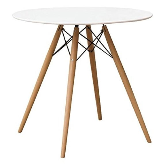 Aron Living Pyramid 30" Round Mid-Century Wood Dining Table in White