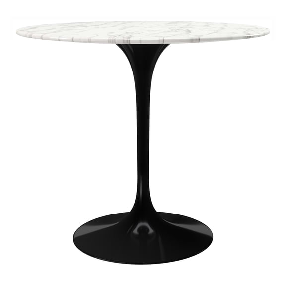 Aron Living Rose 32" Round Artifical Marble and Metal Dining Table in Black