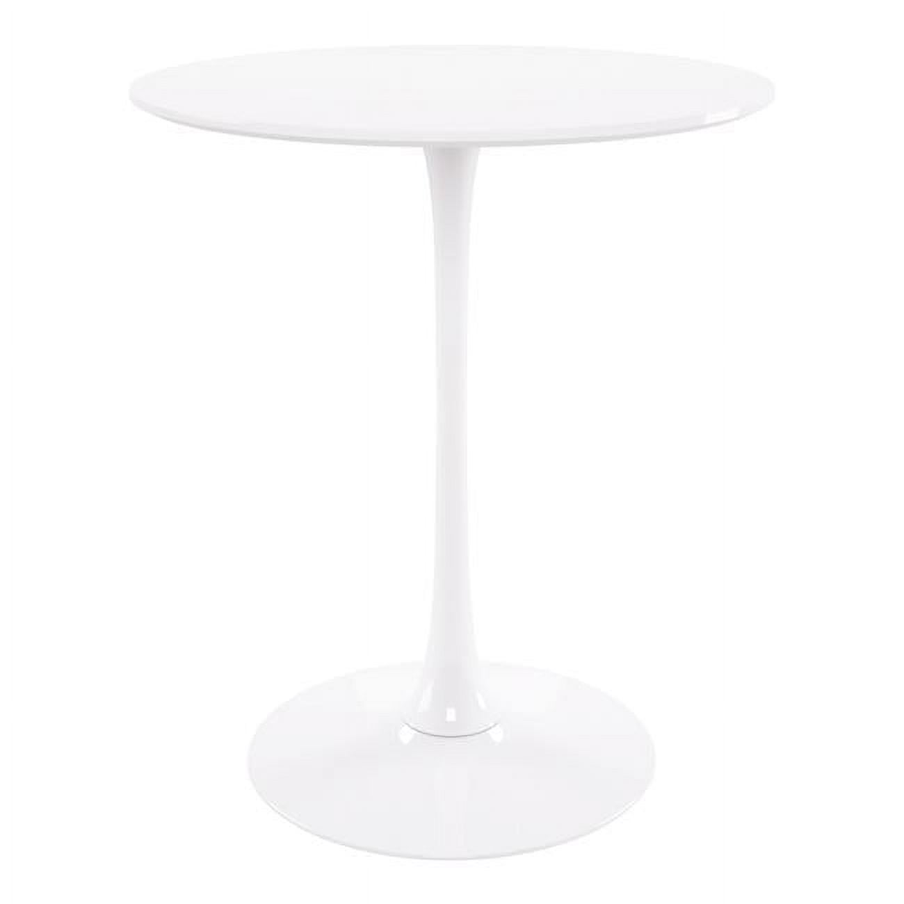 Contemporary 35.5" Round Wood Bar Table in High Gloss White