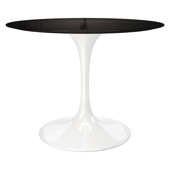 Aron Living Rose 42" Fiberglass and Metal Dining Table in Black Top & White Base