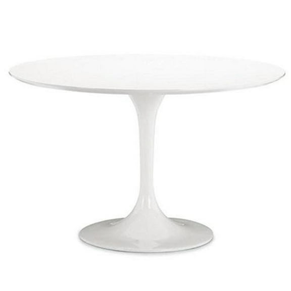 Aron Living Rose 42" Round Fiberglass and Metal Dining Table in White